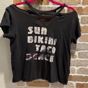 Gray shirt with cut outs